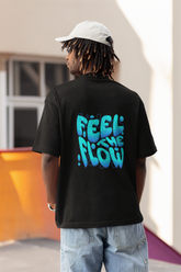 Feel The Flow Unisex Black Oversized T-Shirt